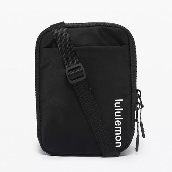 Lululemon Easy Access Black Crossbody Bag White Logo - Picture 1 of 8
